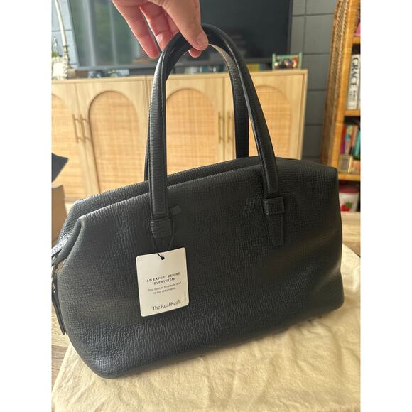 Vintage Loewe Designer Boston Leather Top Handle Mini Bag in Black Quiet Luxury - Picture 1 of 8